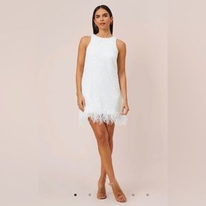 NWOT Aidan Mattox Halter Sequin Faux Trim Trapeze Dress